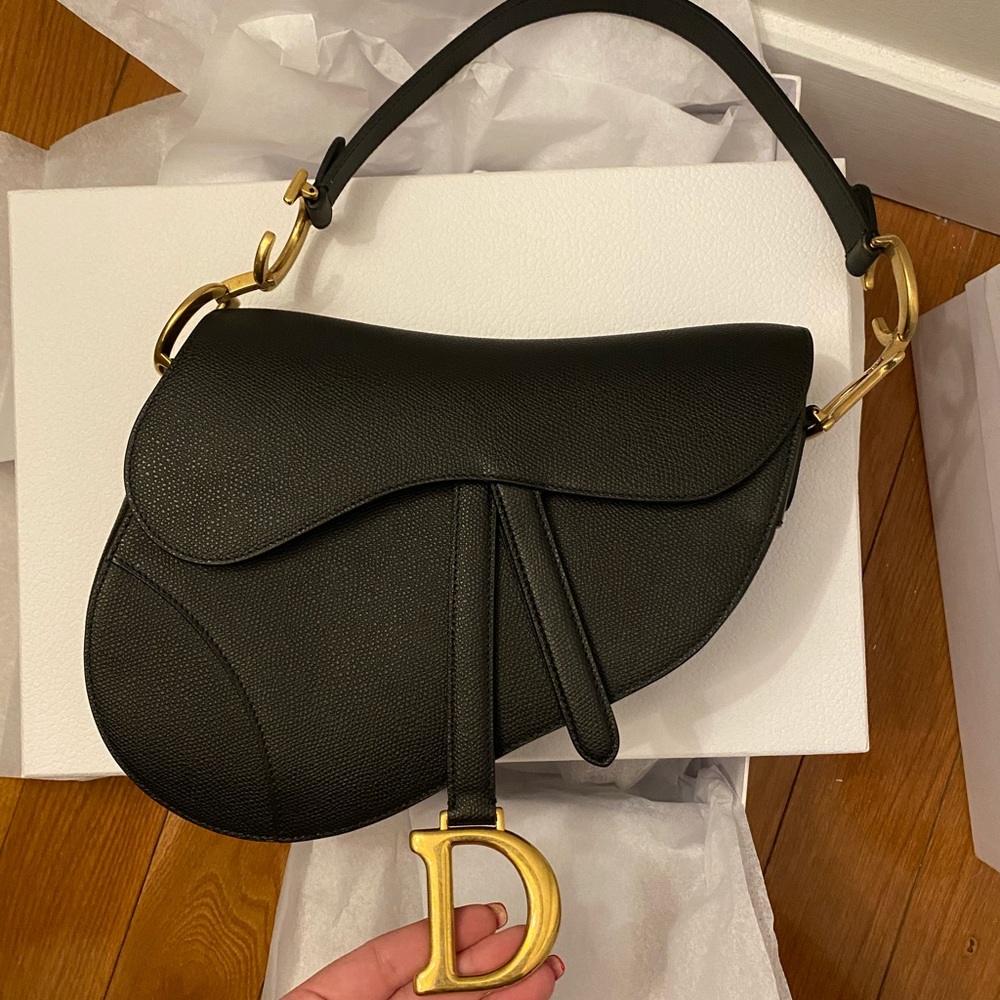 **SOLD** Like new black leather Dior saddle bag